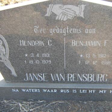 RENSBURG Hendrik C., Janse van 1901-1979 :: JANSE VAN RENSBURG Benjamin F.R. 1912-1988