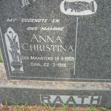 RAATH Anna Christina nee MAARTENS 1909-1956