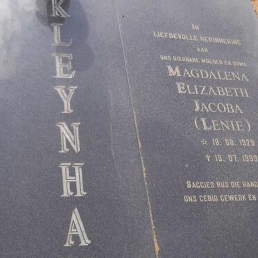 KLEYNHANS Evert Philippus 1933-1999 &amp; Magdalena Elizabeth Jacoba 1929-1999