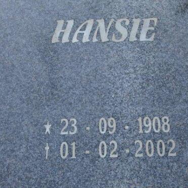 RHEEDER Hansie 1908-2002