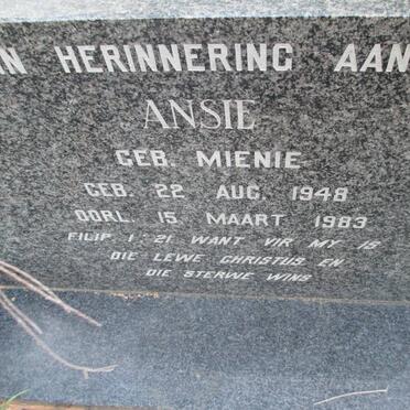 WEBER Ansie nee MIENIE 1948-1983