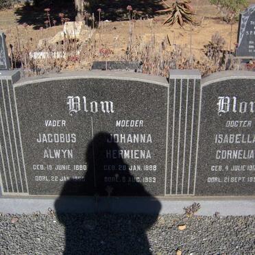 BLOM Jacobus Alwyn 1880-1955 &amp; Johanna Hermina 1888-1953 :: BLOM Isabella Cornelia 1912 -1951