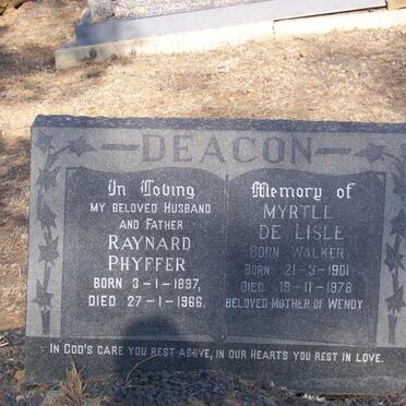 DEACON Raynard Phyffer 1897-1966 &amp; Myrtle de Lisle WALKER 1901-1978