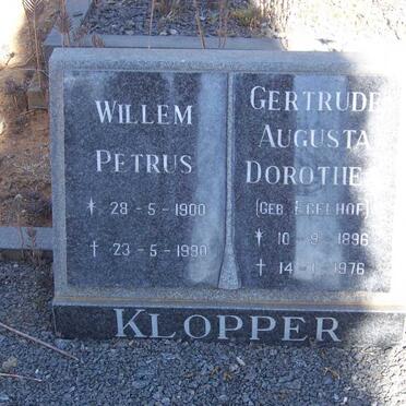 KLOPPER Willem Petrus 1900-1990 &amp; Gertrude Augusta Dorothea EGELHOFF 1896-1976