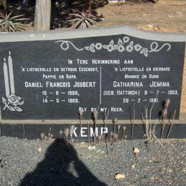 KEMP Daniel Francois Joubert 1900-1969 &amp; Catharina Jemima HATTINGH 1903-1981