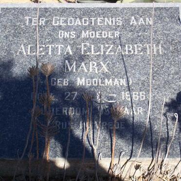 MARX Aletta Elizabeth nee MOOLMAN -1966 