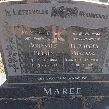 MAREE Johannes Petrus 1903-1984 &amp; Elizabeth Johanna BOUWER 1908-1995