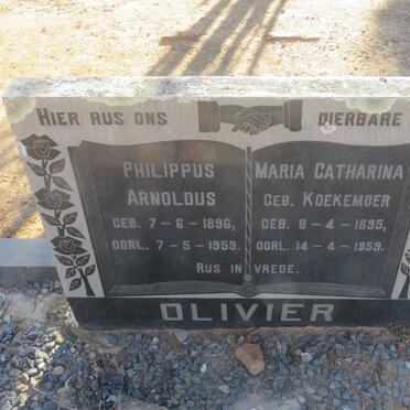 OLIVIER Philippus Arnoldus 1896-1959 &amp; Maria Catharina KOEKEMOER 1895-1959