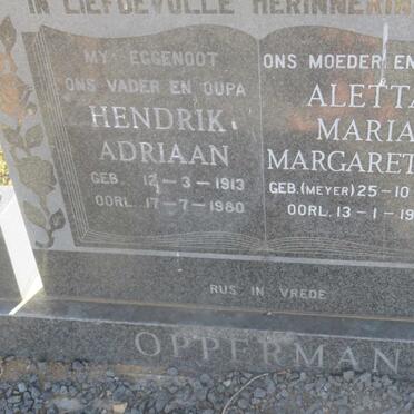OPPERMAN Hendrik Adriaan 1913-1980 &amp; Aletta Maria Margaretha MEYERS 1917-1988
