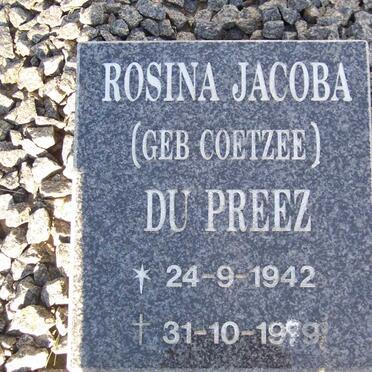 PREEZ Rosina Jacoba, du nee COETZEE 1942-19?9