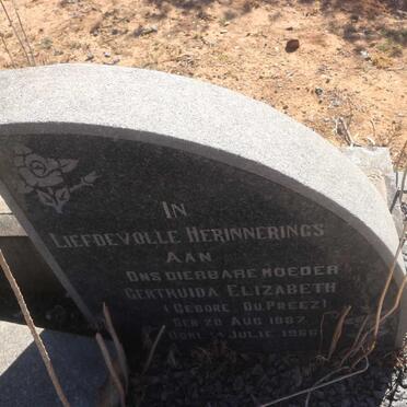 PLESSIS Gertruida Elizabeth, du DU PREEZ 1887-1966