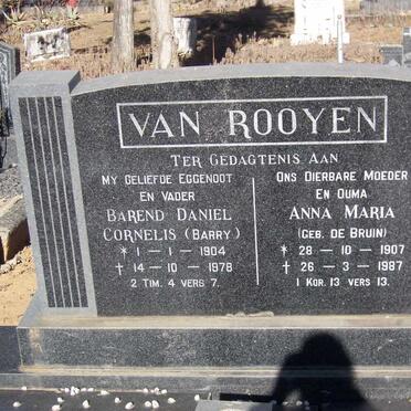 ROOYEN Barend Daniel Cornelis, van 1904-1978 &amp; Anna Maria DE BRUIN 1907-1987