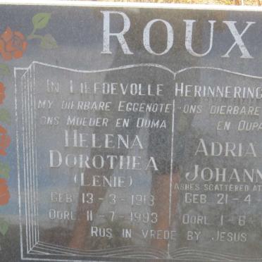 ROUX Adriaan Johannes 1917-1998 &amp; Helena Dorothea 1913-1993