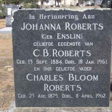 ROBERTS Charles Bloom 1875-1962 &amp; Johanna ENSLIN 1884-1961