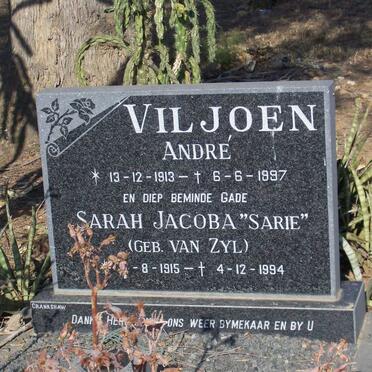 VILJOEN Andre 1913-1997 &amp; Sarah Jacoba VAN ZYL 1915-1994