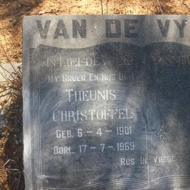 VYVER Theunis Christoffel, van de 1901-1969