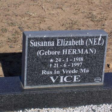 VICE Susanna Elizabeth formerly NEL nee HERMAN 1918-1997
