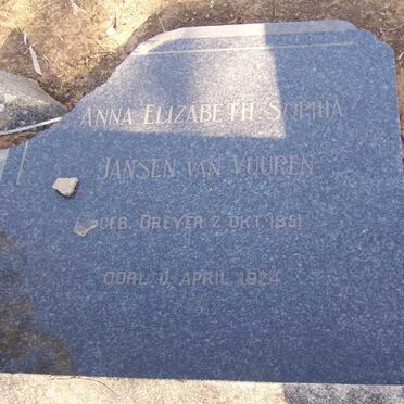 VUUREN Anna Elizabeth Sophia Jansen van, nee DREYER 1851-1924