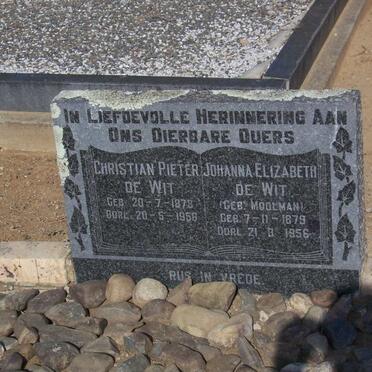 WIT Christian Pieter, de 1873-1956 &amp; Johanna Elizabeth MOOLMAN 1879-1956