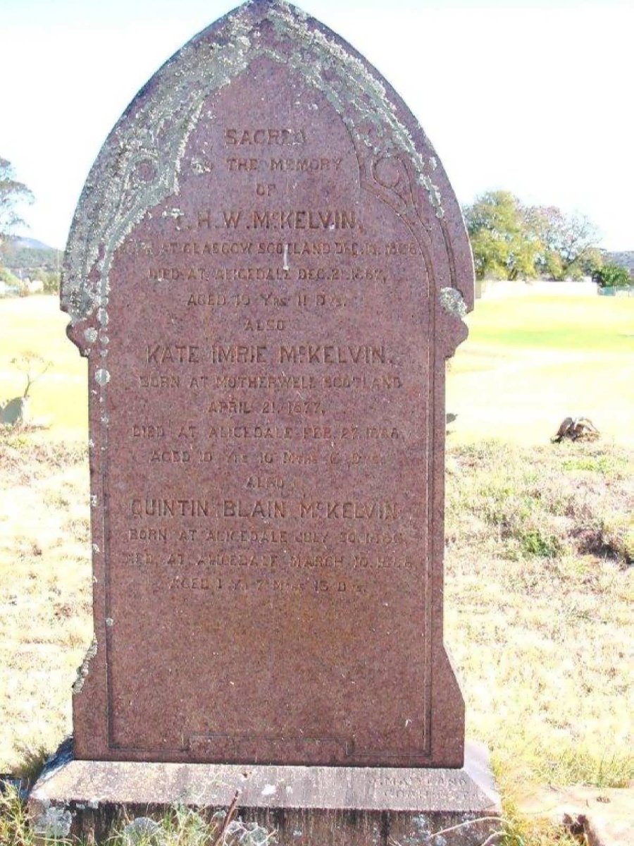 McKELVIN T H.W. 1866-1867 :: McKELVIN Kate Imrie 1877-1888 :: McKELVIN Quintin Blain 1886-1888