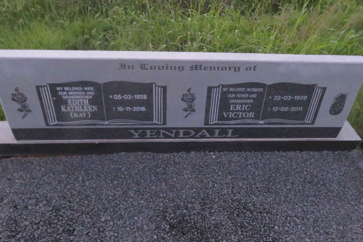 YENDALL Eric Victor 1928-2011 &amp; Edith Kathleen 1928-2016