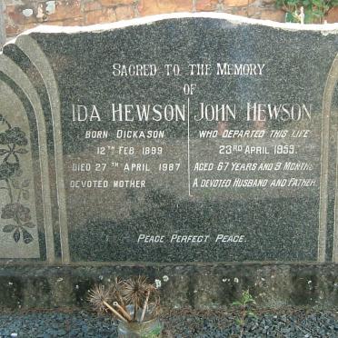 HEWSON John -1959 &amp; Ida DICKASON 1899-1987