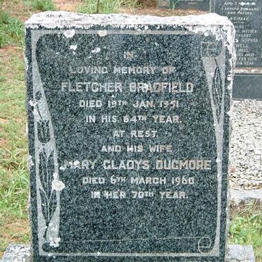 BRADFIELD Fletcher -1951 &amp; Mary Gladys DUGMORE -1960