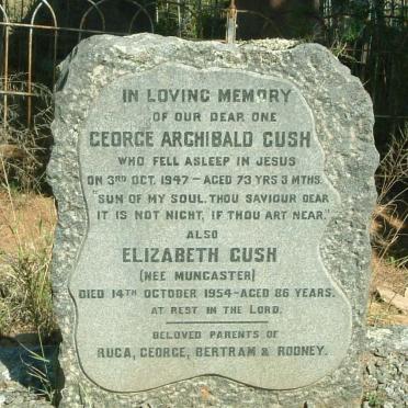 GUSH George Archibald -1947 &amp; Elizabeth MUNCASTER -1954