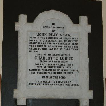 SHAW John Reay -1931 &amp; Charlotte Louise VAN RYNEVELD 1855-1936