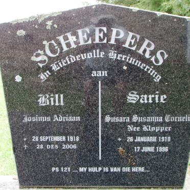 SCHEEPERS Josinus Adriaan 1918-2006 &amp; Susara Susanna Cornelia KLOPPER 1918-1996