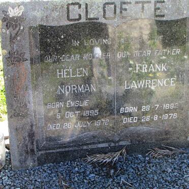 CLOETE Frank Lawrence 1892-1976 &amp; Helen Norman EMSLIE 1895-1972