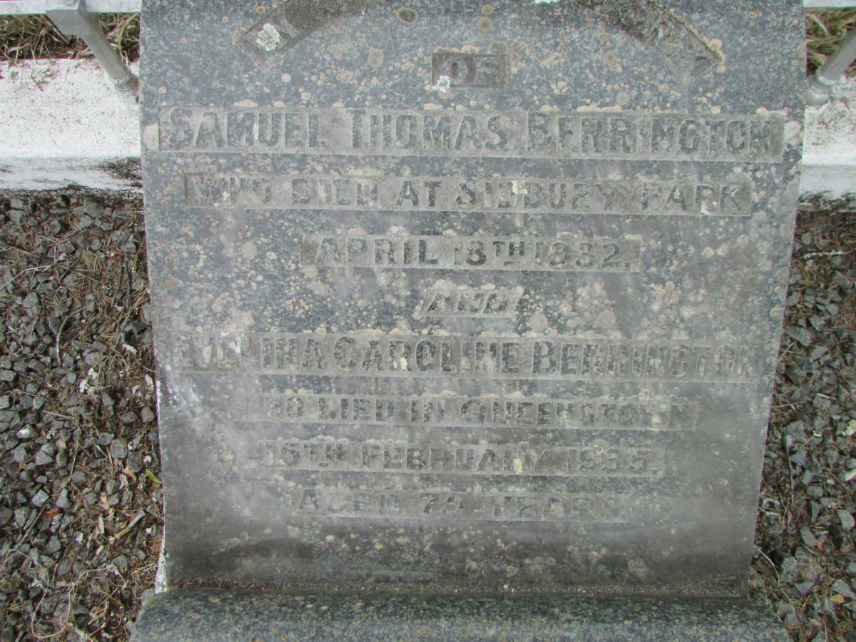 BERRINGTON Samuel Thomas -1932 & Evelina Caroline -1935