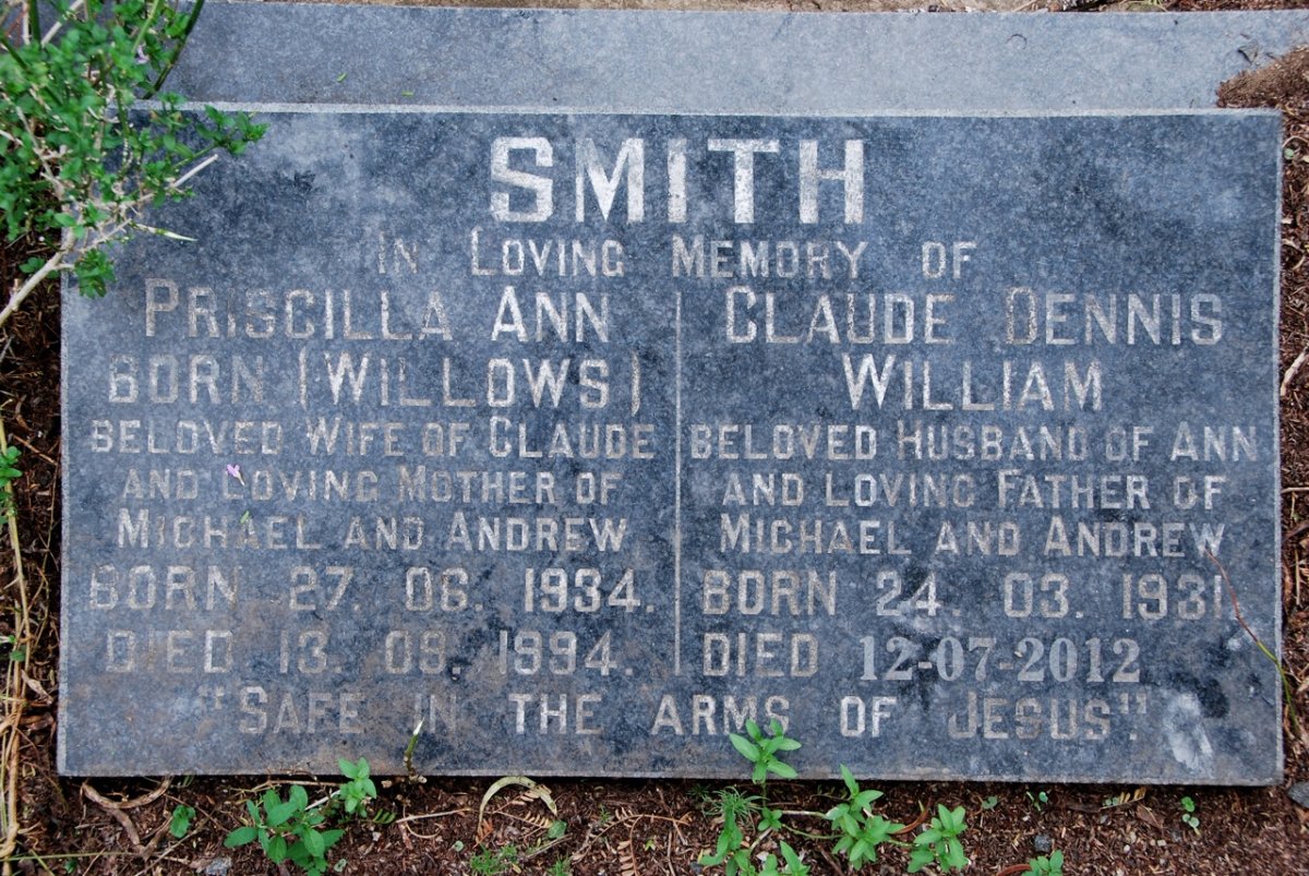SMITH Claude Dennis William 1931-2012 &amp; Priscilla Ann WILLOWS 1934-1994