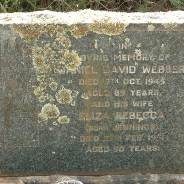 WEBBER Daniel David -1945 &amp; Eliza Rebecca JENNINGS -1951