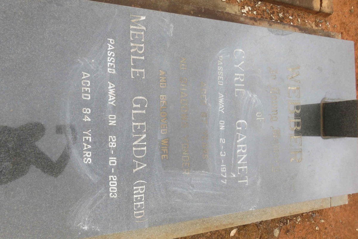 WEBBER Cyril Garnet -1977 & Merle Glenda REED -2003