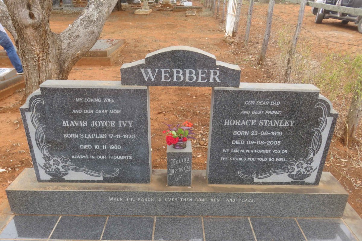 WEBBER Horace Stanley 1919-2005 & Mavis Joyce Ivy STAPLES 1920-1980
