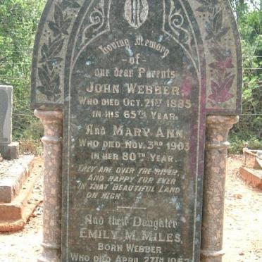 WEBBER John -1885 :: WEBBER Mary Ann -1903 :: MILES Emily M. born WEBBER -1952