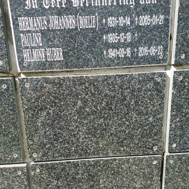 BOSCH Hermanus Johannes 1931-2005 &amp; Pauline 1935- :: BOSCH Helmine Huber 1941-2016