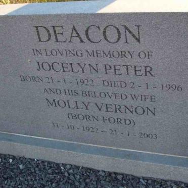 DEACON Jocelyn Peter 1922-1996 &amp; Molly Vernon FORD 1922-2003