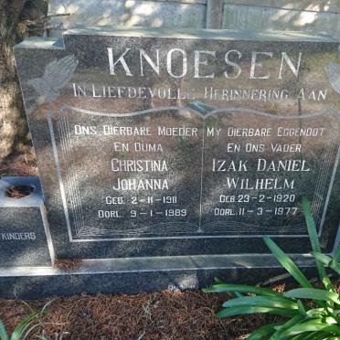 KNOESEN Izak Daniel Wilhelm 1920-1977 &amp; Christina Johanna 1911-1989