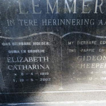 LEMMER Gideon Scheepers 1903-1985 &amp; Elizabeth Catharina 1919-2002