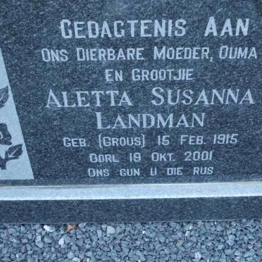LANDMAN Aletta Susanna nee GROUS 1915-2001