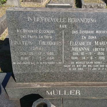 MÜLLER Ignatius Theodorus 1905-1964 &amp; Elizabeth Maria Johanna 1906-1986
