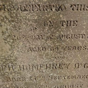 O'CALLAGHAN Joseph Humphrey 1812-1893 &amp; Adriana Elizabeth -1876