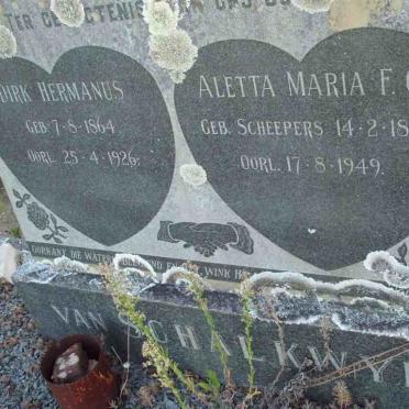 SCHALKWYK Dirk Hermanus, van 1864-1926 &amp; Aletta Maria F.C. SCHEEPERS 1869-1949