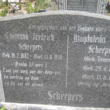 SCHEEPERS Coenraad Fredrick 1882-1950 &amp; Magdalena Susanna LEMMER 1881-1961