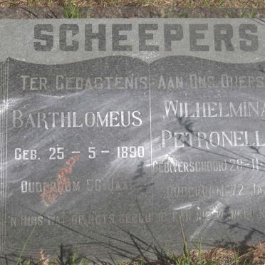 SCHEEPERS Barthlomeus 1890- &amp; Wilhelmina Petronella VERSCHOOR 1890-