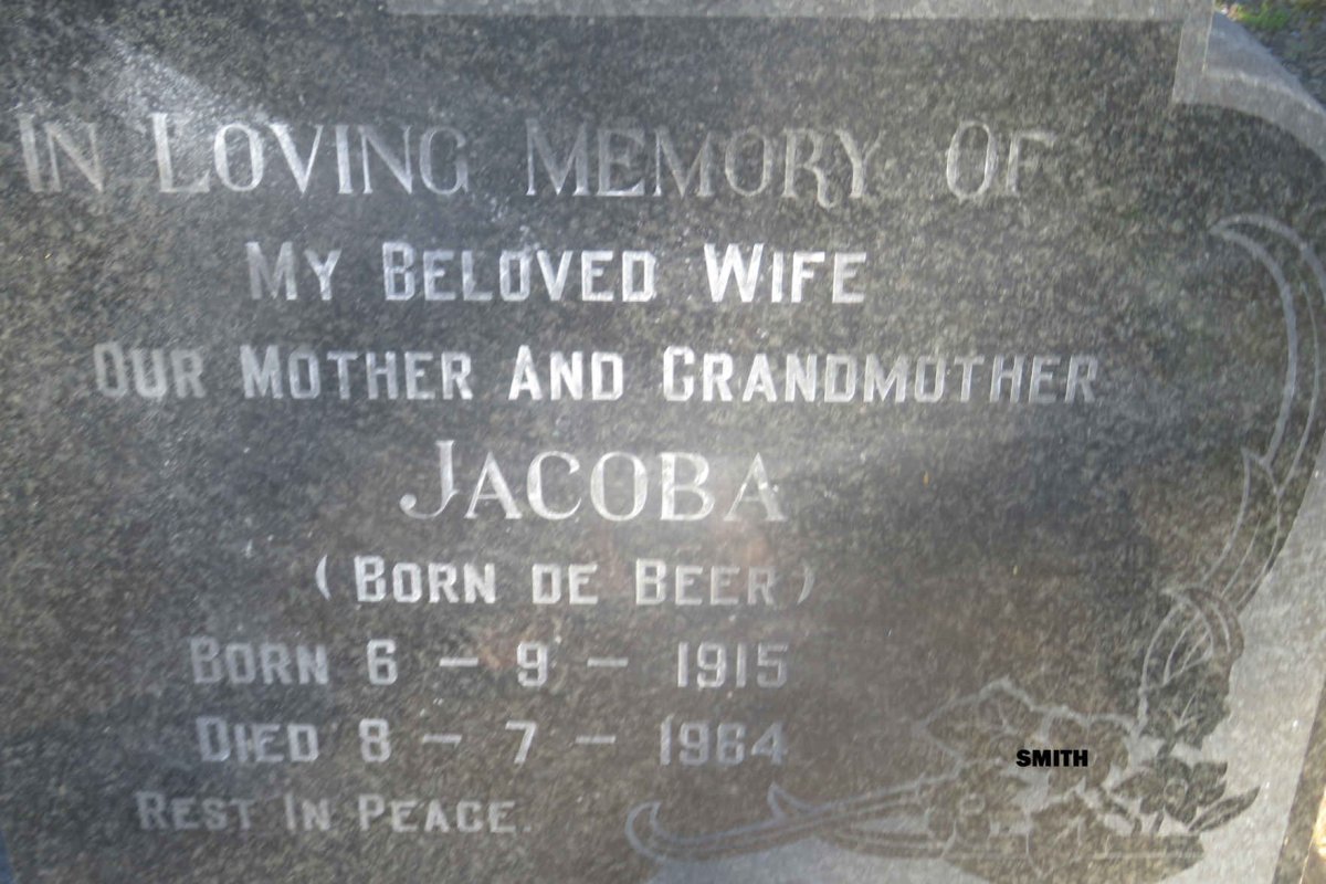 SMITH Jeremias Esias 1906-1990 &amp; Jacoba DE BEER 1915-1964 :: SMITH Daphne 1945-2003