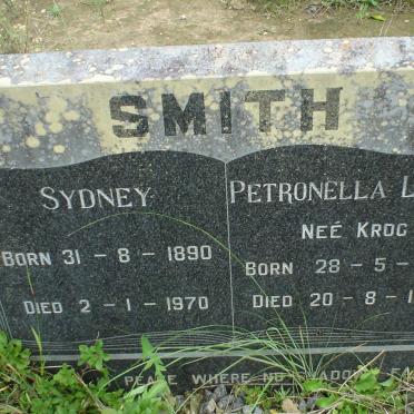 SMITH Sydney 1890-1970 &amp; Petronella Louisa KROG 1898-1976