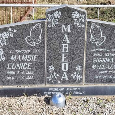 MABEQA Sossina Mvulazana 1904-1985 :: MABEQA Mamsie Eunice 1939-1982